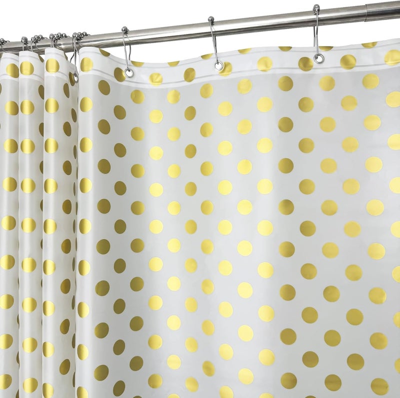 TRIMENGO Plastic Shower Curtain Liner, Waterproof Printed PEVA Shower Curtain with Design, Golden Polka Dots Pattern, Rustproof Grommets, Standard Size 70x72 Bathtub Curtain for Bathroom (Pack of 1) - Image 1